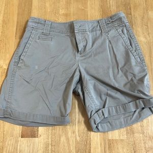 New York and Company beige shorts. Slightly distressed (intentional). Size 2.
